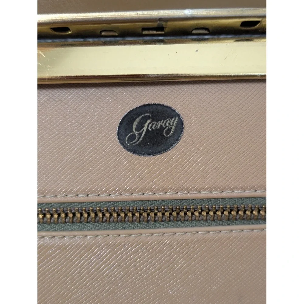 Vintage Garay Olive Brown Pleated Frame Handbag Gold Tone Hardware Dayton's Tag